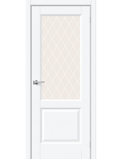 Межкомнатная дверь Неоклассик-33 White Silk со стеклом White Сrystal