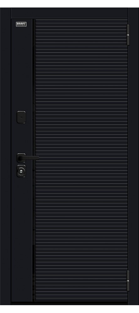 Железная квартирная дверь Браво Лайнер-3 Total Black/Nordic Oak