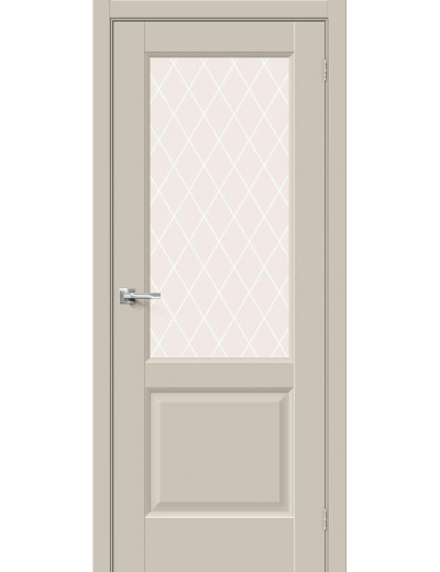 Межкомнатная дверь Неоклассик-33 Cream Silk со стеклом White Сrystal