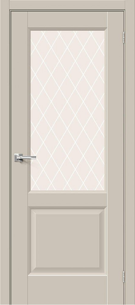 Межкомнатная дверь Неоклассик-33 Cream Silk со стеклом White Сrystal