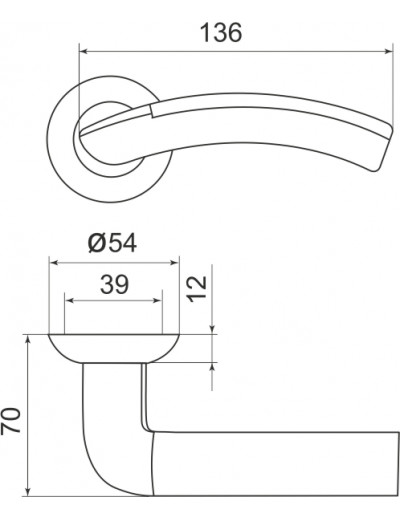 Ручка раздельная Libra LD27-1SN/CP-3 матовый никель/хром TECH (кв 8х140)