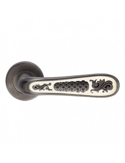 Ручка дверная на круглой розетке Genesis Alivio. BL цвет черненое серебро/эмаль