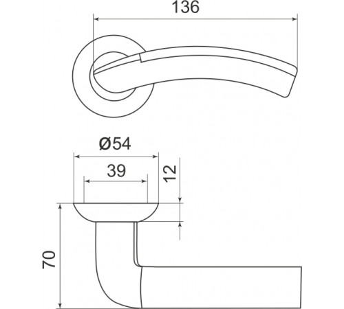 Ручка раздельная Libra LD27-1SN/CP-3 матовый никель/хром