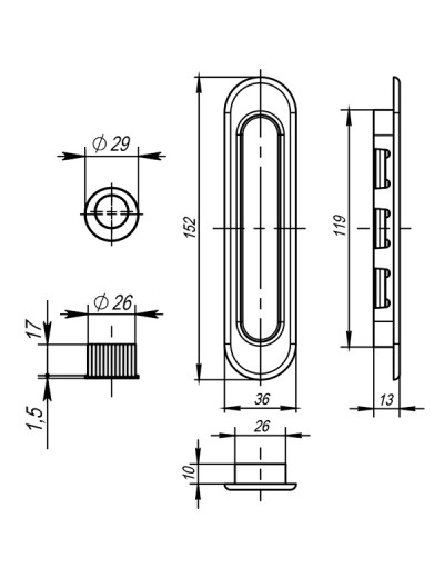 Ручка для раздвижных дверей SH010-AB-7 бронза