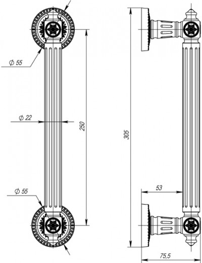 Ручка-скоба Matador PULL CL AS-9 Античное серебро