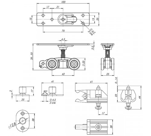 Комплект для раздвижных дверей Comfort - PRO SET 1 rollers